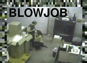 Blowjob in the warehouse caught on security camera