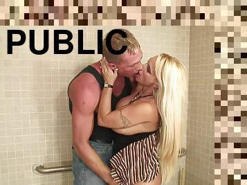 Kinly Blonde Holly Halston Fucks in a Public Restroom