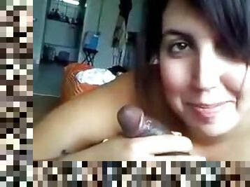 Horny Teen Brunette Loves Sucking A Big Black Cock