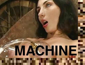 Slutty Brunette Goes Insane On Top A Fucking Machine