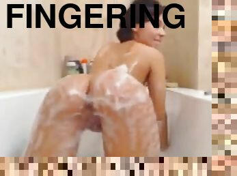 Teen got dirty with toys and fingers on Bath tub