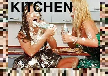 Two astonishing senoritas having a crazy adventure in the kitchen