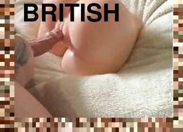 Hung British uncut cock fuck fake pussy and cums