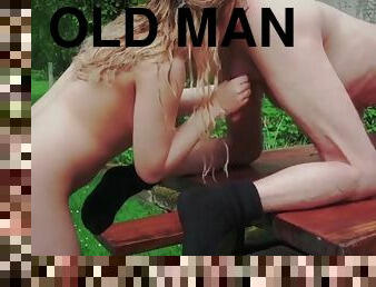 Old man fuck young blonde masseuse cums in her mouth