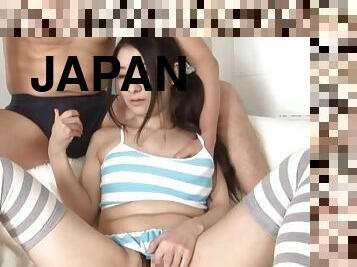 Cock gets hard in her sexy sucking Japanese mouth