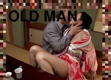 An old man takes the wet cunt of Yuki Tanihara and fills it with cock