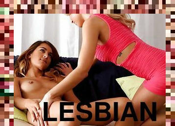 Two super hot lesbian sluts fondle each other minges