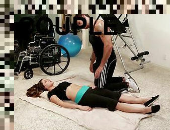 A handicapped girl fucked hard and wild by her physio