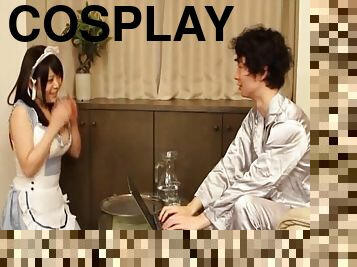 Cosplaying Japanese slut loves making naughty fantasies come true