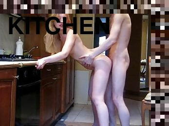 Rough kitchen fuck between horny couple