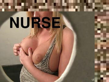 Super stacked nurse blows her patient's cock through a gloryhole