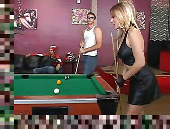 Blonde Slut Rides A Hard Dick In A Pool Hall