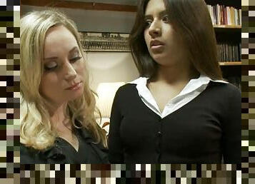 Brunette School Girl Gets Disciplined By Her Blonde Head Master