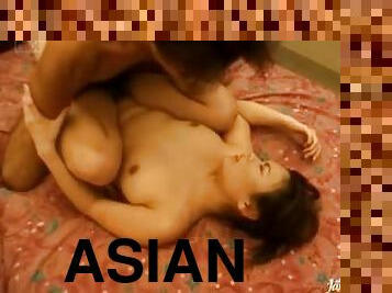 Two Guys Take Turn To Fuck This Asian's Hairy Pussy in Threesome