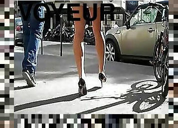 Voyeur Video Of A Babe's Beautiful Legs In Public