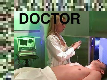 Slutty Blonde Doctor Natalie Vegas Sucks and Fucks Her Patients' Cocks