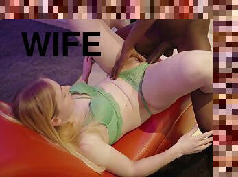 A Young Blonde Wife Stripteases For Her Bbc Bull In Front Of Her Husband