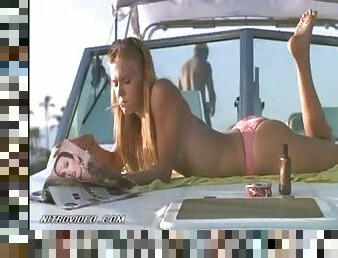 Dominique Swain Sunbathing On a Boat