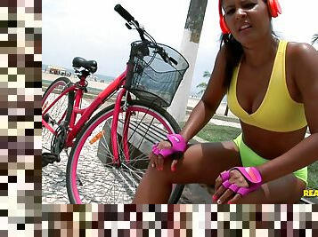 A hot Latina babes bike ride ends with her getting fucked hard