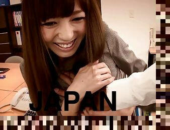 Pretty Japanese teen Aino Kishi gets her hairy pussy toyed