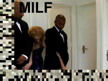 Blonde bombshell Antonia Deona in breath-taking MMF interracial scene