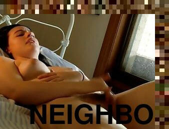 Teen masturbates listening to her neighbors fucking