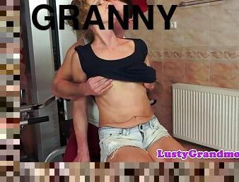 Granny anally banged after exercising