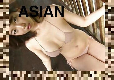 AYUMI Turn Up The Sound - Beige Bikini Showering Non-Nude