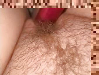 Vibrator on my hairy bbw pussy