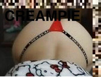 Hello kitty Creampie my stepdaughter, first time and old babe