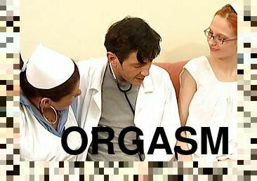 Threesome with two young nurses and many orgasms!