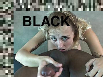 Haily loves choking on a black dick before riding it