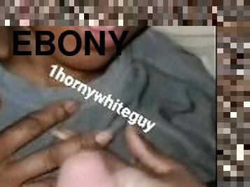 REMASTERED - Horny white guy blasts ebony Haitian MILF with facial