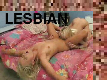 Two sexy beach babes go home for lesbian fun
