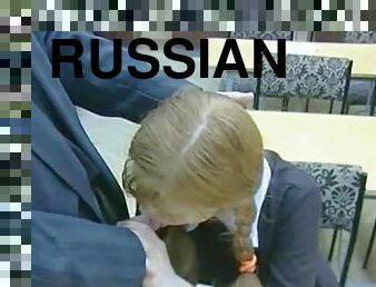 Pretty Russian schoolgirl fucked on a desk