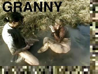 Dirty sex scene with a nasty granny getting fucked in the mud