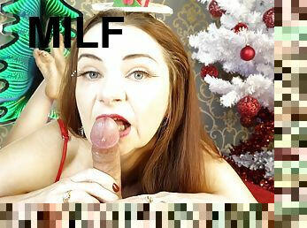 Singing & Sex - Best Christmas Present From Milf Blowjob & Creampie Pov Close Up