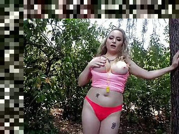 Teen blonde fucked outdoor and jizzed on her face