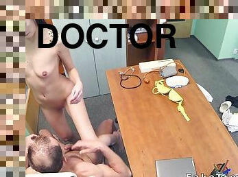 Brunette teasing the patient and the doctor fucking