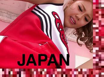 Japanese cheerleader shows that she knows how to suck the dick