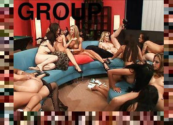 Group of girls get together and have a wild all girl orgy