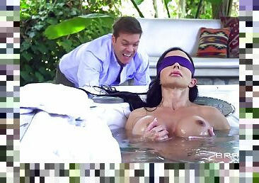 Jewels jade son's friend finds her naked and blindfolded in jacuzzi