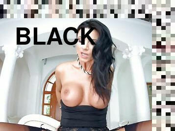 Ania kinski in black stockings anally rides the big cock