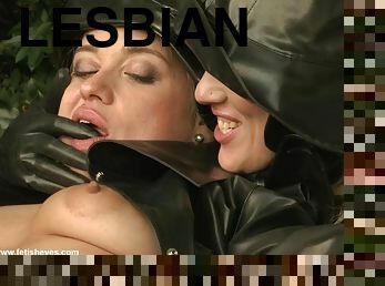 SBR lesbians lust after each other in hot rubber gear