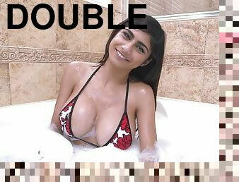 Mia khalifa foaming her perfect double d rack in the bathtub