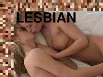 Shaved pussy lesbian girls in bed licking