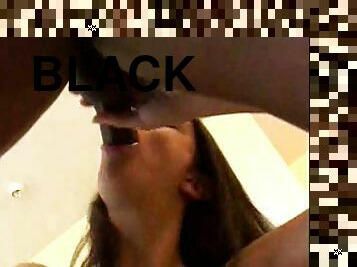 Black dick nailing white stockings girl