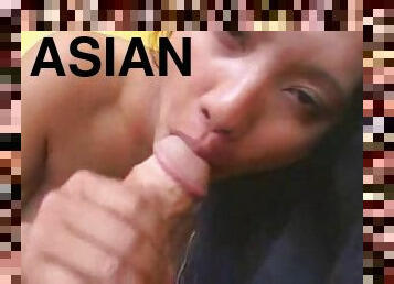 Asian babe licks ass and gets butt fucked
