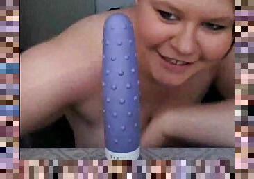 Chubby amateur tit fucking her dildo