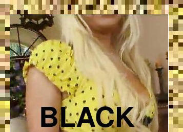 Sexy blonde girl goes black and big
